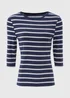 Navy Stripe 3/4 Sleeve T-Shirt - Size 8 Image 4