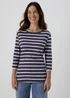 Navy Stripe 3/4 Sleeve T-Shirt - Size 8 Image 1