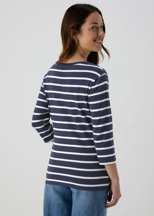 Navy Stripe 3/4 Sleeve T-Shirt - Size 8 Image 2