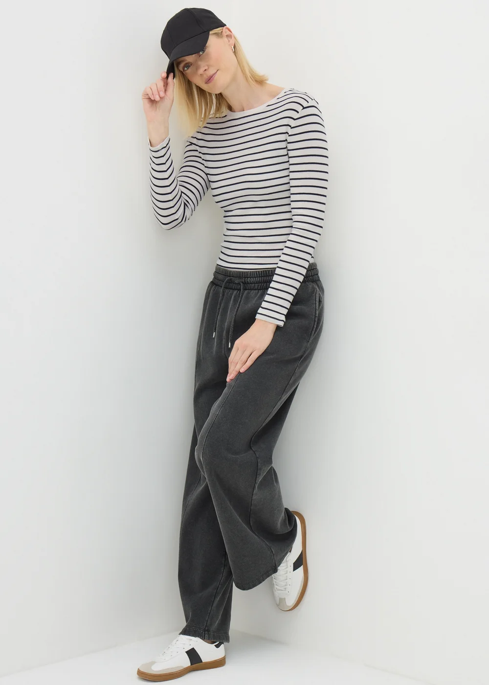 Cream Stripe Fitted Long Sleeve Top - 8 Image 2