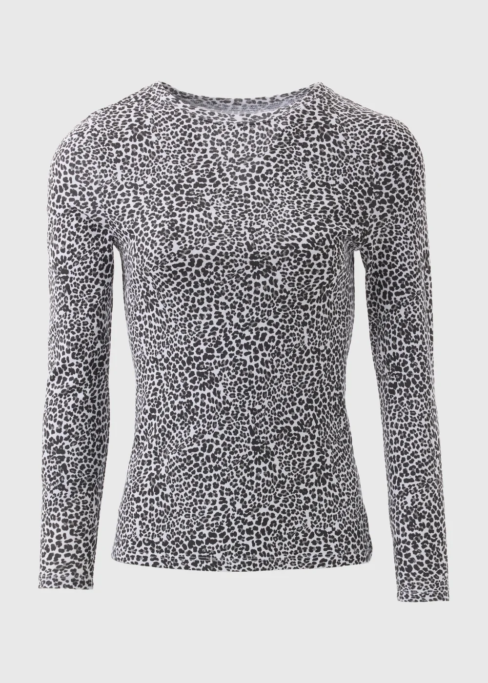 White Animal Print Fitted Long Sleeve T-Shirt - 8 Image 4