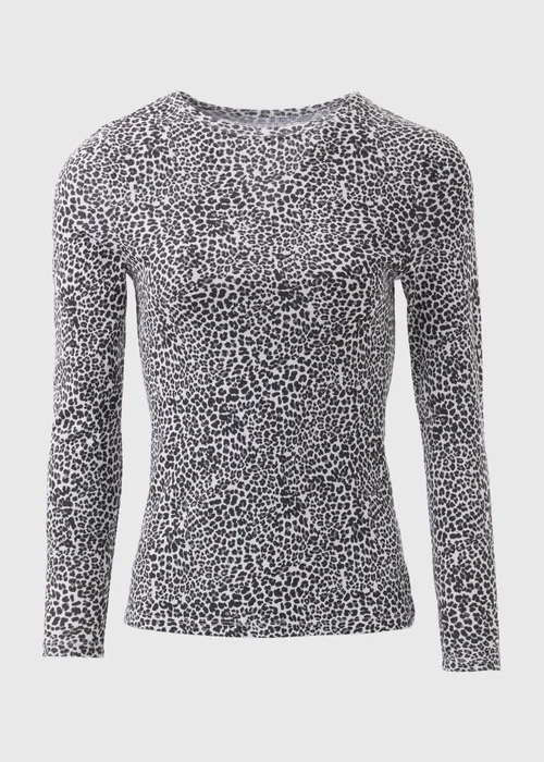 White Animal Print Fitted Long Sleeve T-Shirt - 8 Image 4
