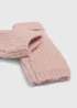 Pink Ribbed Gloves - One Size Image 2