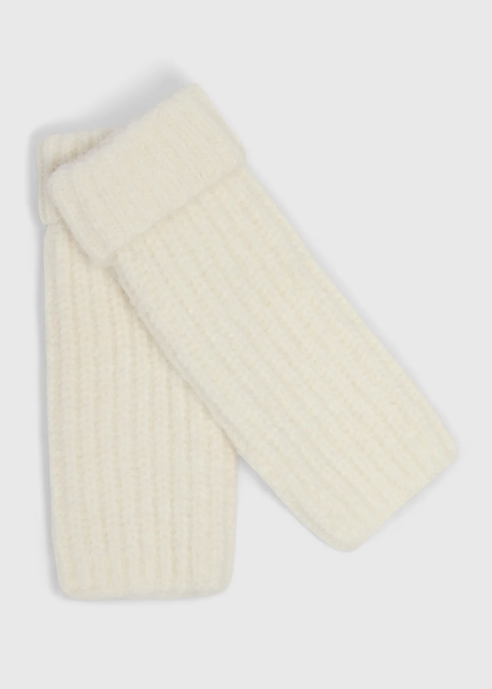 Cream Ribbed Gloves - One Size Image 1