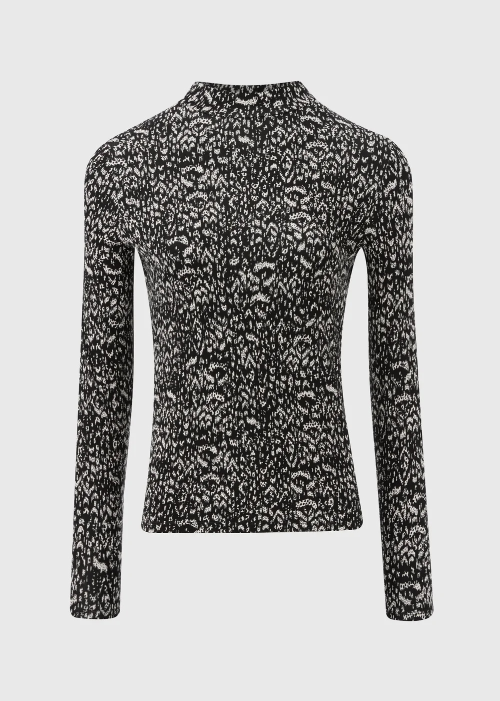 Black Print High Neck Top - 8 Image 4