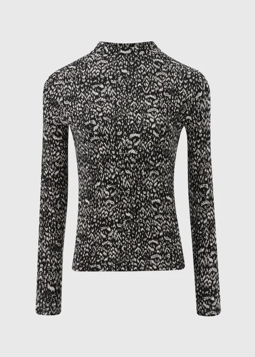 Black Print High Neck Top - 8 Image 4