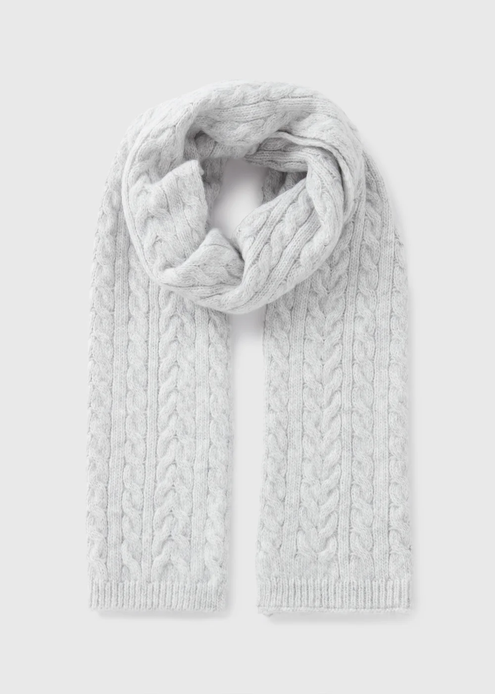 Grey Cable Knit Scarf - One Size Image 1