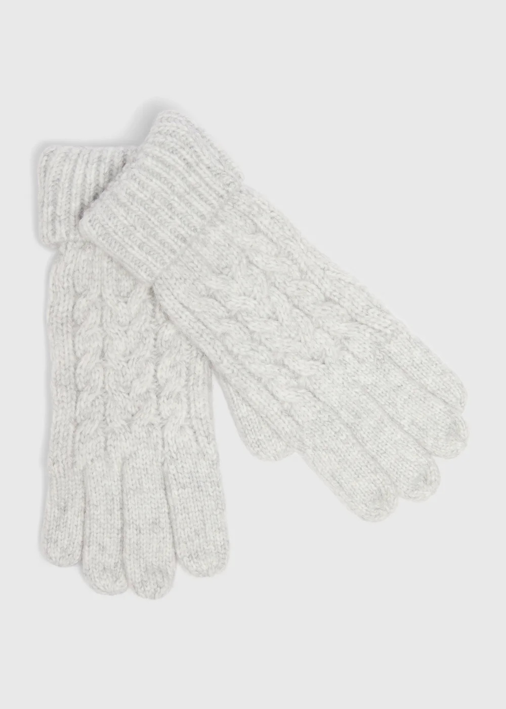 Grey Cable Knit Gloves - One Size Image 1