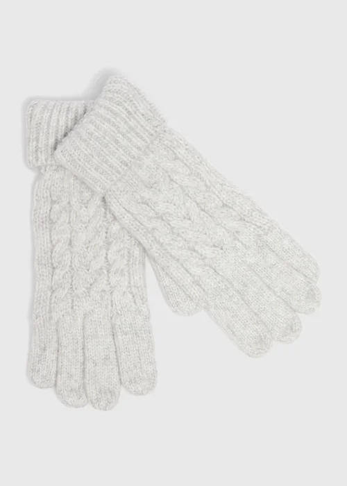 Grey Cable Knit Gloves - One Size Image 1