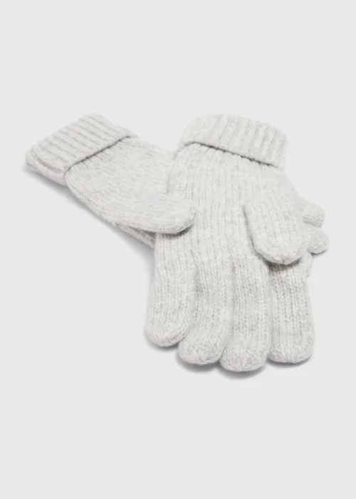 Grey Cable Knit Gloves - One Size Image 2