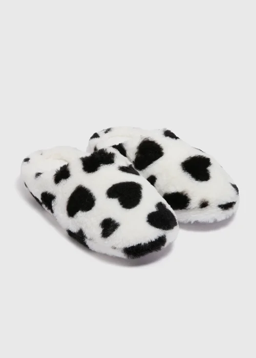 White Heart Print Slippers - Small Image 1