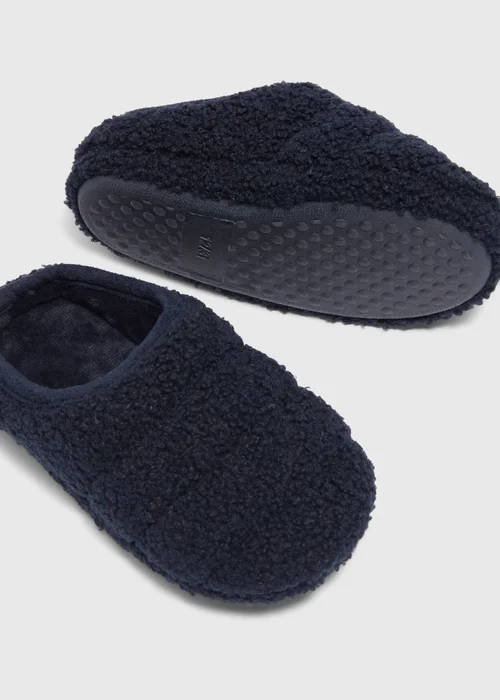 Kids Navy Borg Mule Slippers (Younger 10-Older 6) - 1 Image 2