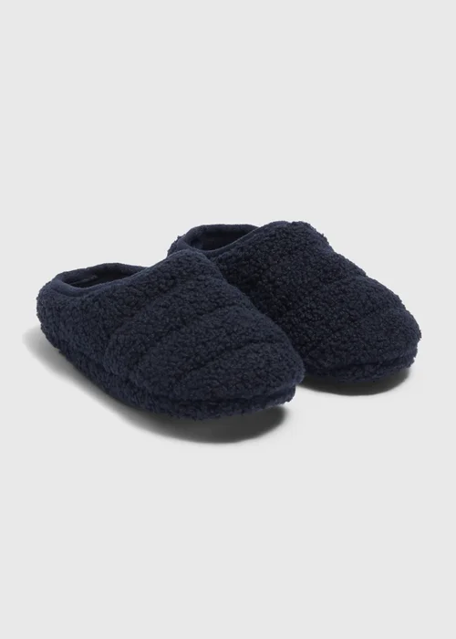 Kids Navy Borg Mule Slippers (Younger 10-Older 6) - 1 Image 1
