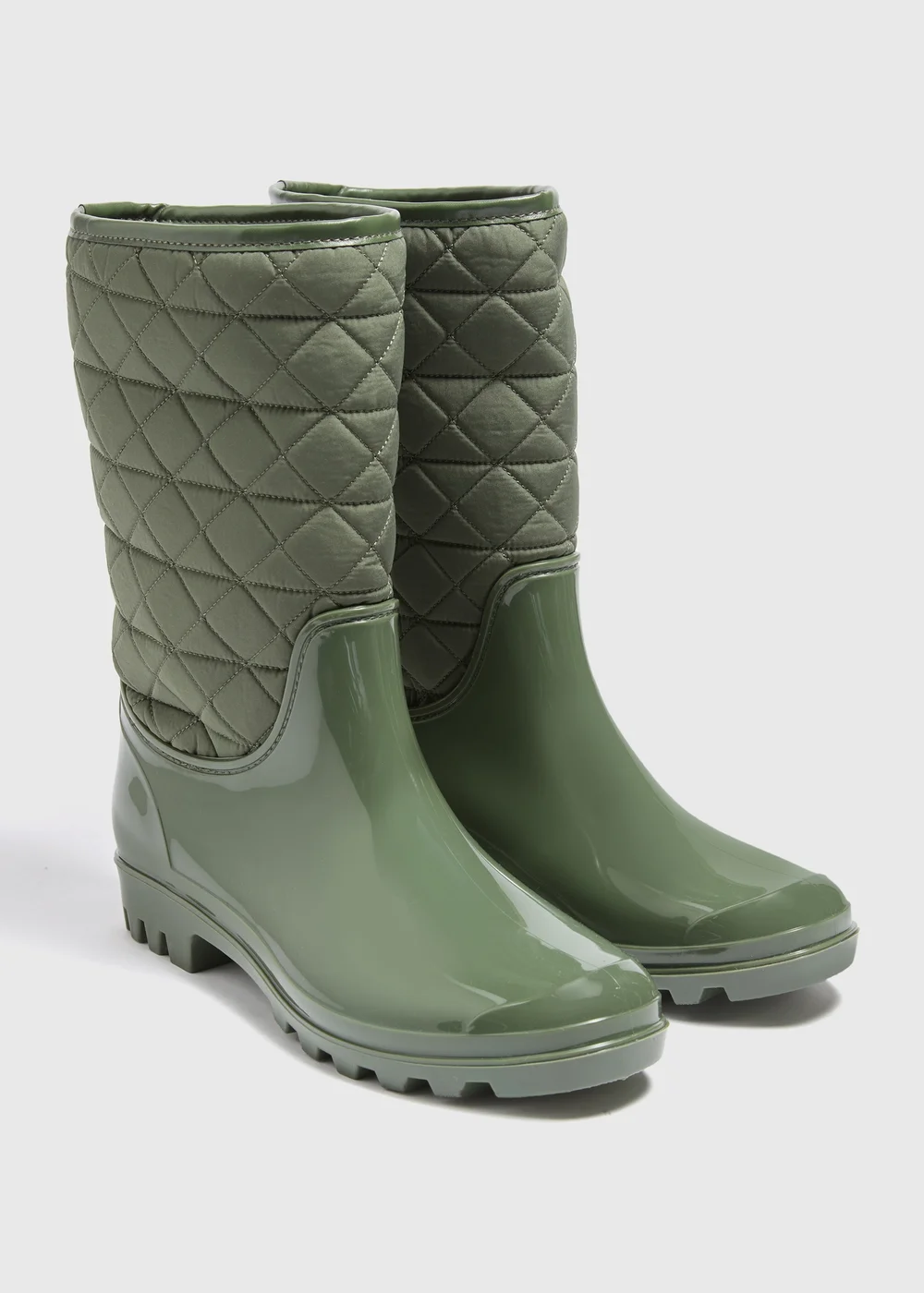 Khaki Quilted Wellies - Size 3 Image 1