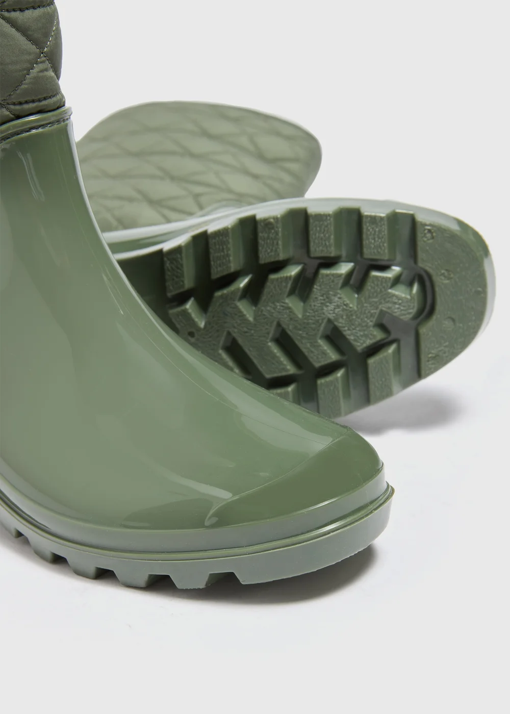 Khaki Quilted Wellies - Size 3 Image 2