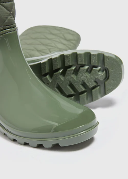 Khaki Quilted Wellies - Size 3 Image 2