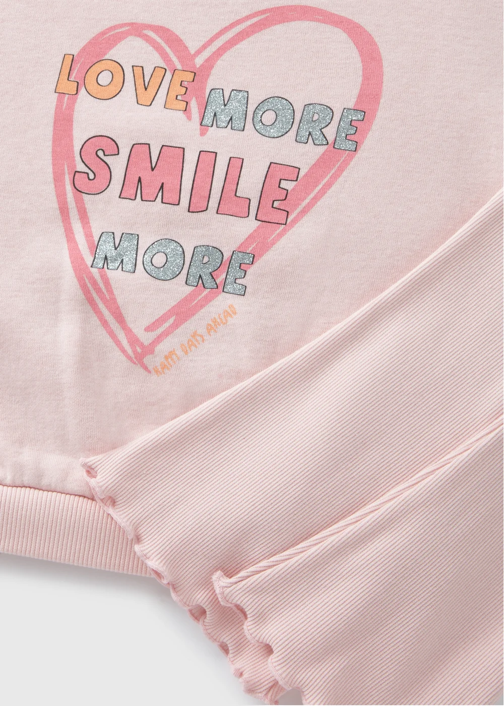 Girls Pink Love More Sweatshirt & Flare Legging Set (1-7yrs) - 1 half year to 2 Image 2