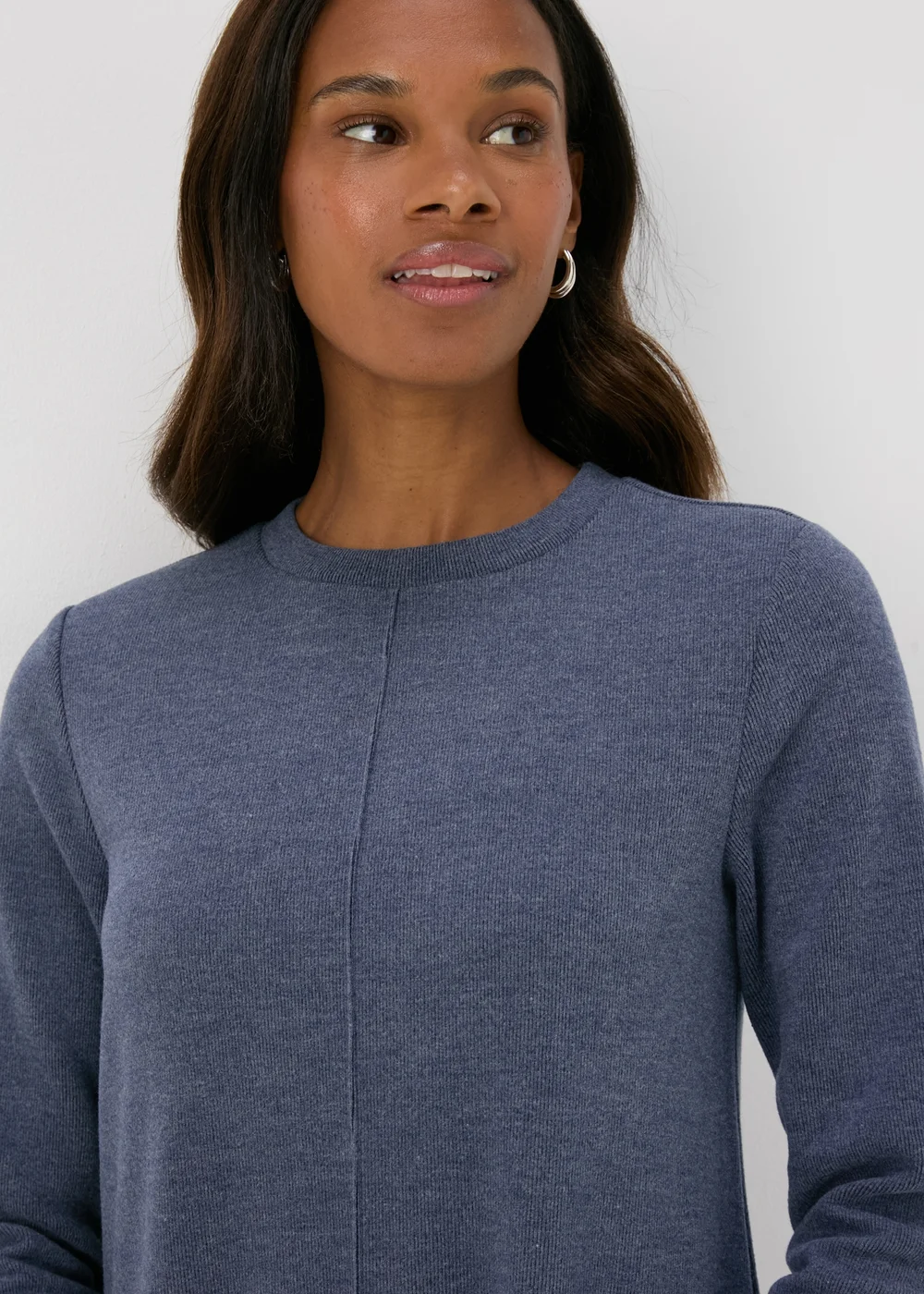 Navy Ribbed Sweater Dress - Size 8 Image 3