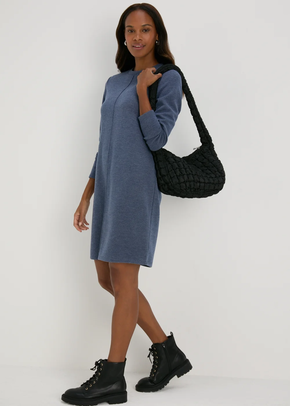 Navy Ribbed Sweater Dress - Size 8 Image 4