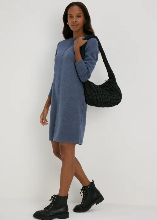 Navy Ribbed Sweater Dress - Size 8 Image 4