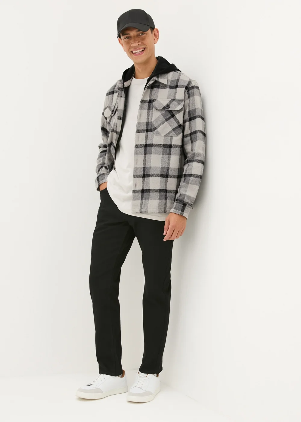 Charcoal Check Hooded Shacket - S Image 3