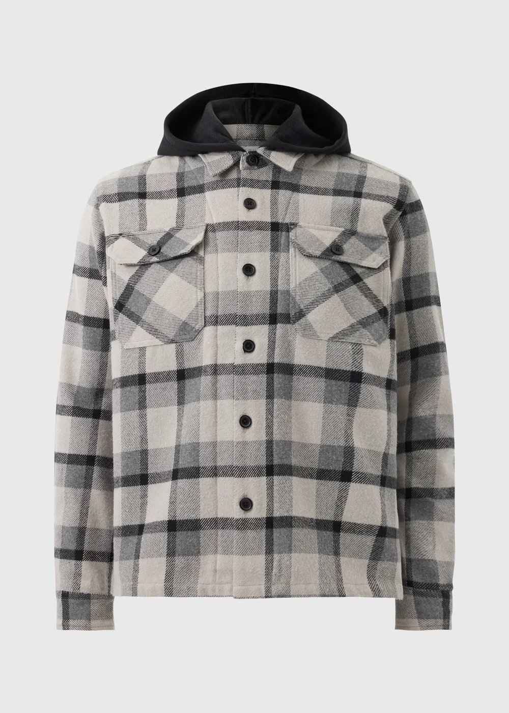 Charcoal Check Hooded Shacket - S Image 4