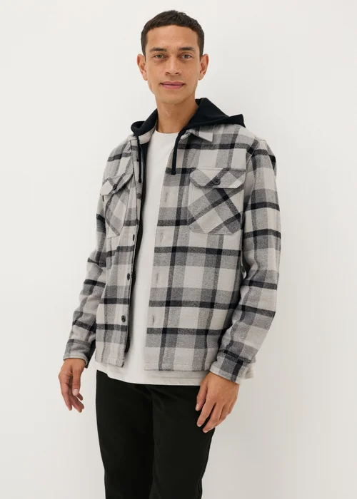 Charcoal Check Hooded Shacket - S Image 1