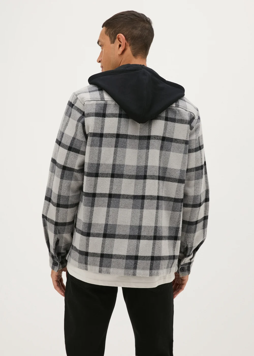 Charcoal Check Hooded Shacket - S Image 2