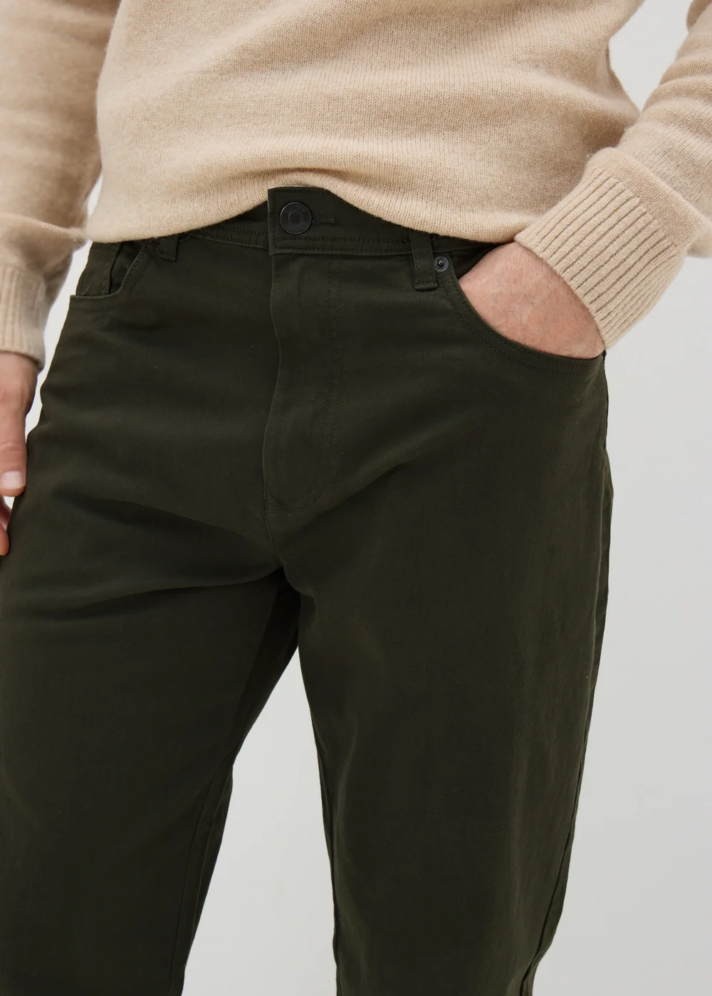 Lincoln Khaki 5 Pocket Trousers - 32 Waist Short Image 3