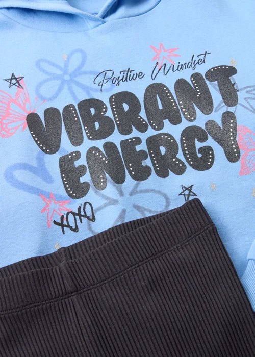 Girls Blue Vibrant Energy Hoodie & Flares Set (7-15yrs) - Age 7 Years Image 2