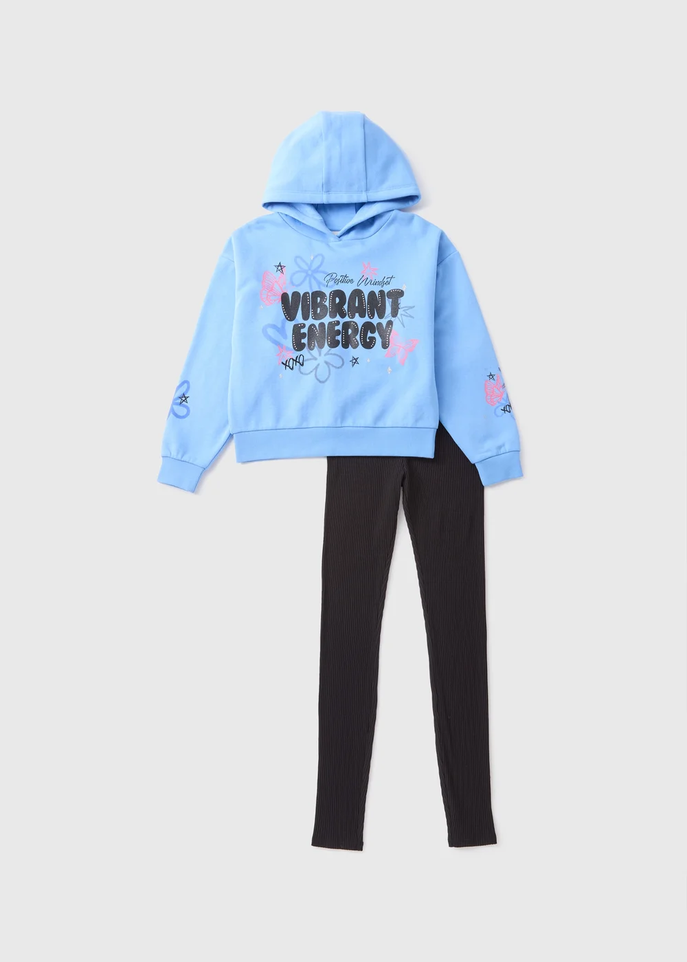 Girls Blue Vibrant Energy Hoodie & Flares Set (7-15yrs) - Age 7 Years Image 1