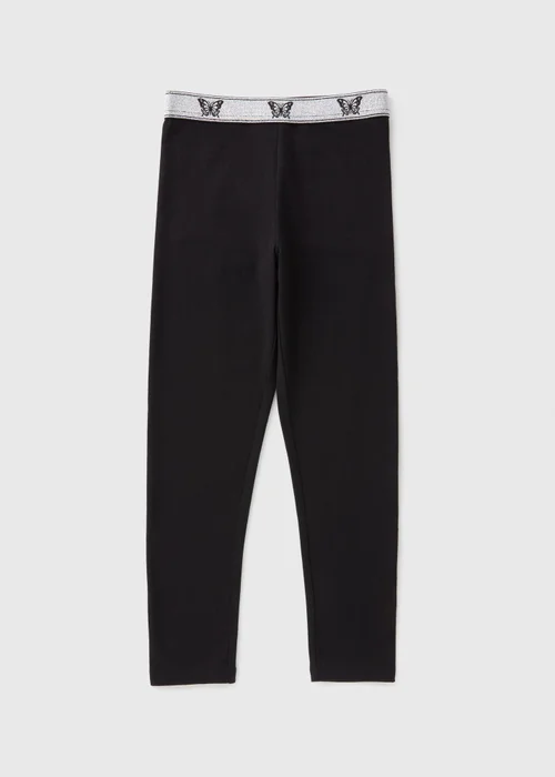 Girls Black Lurex Leggings (7-15yrs) - 8 Yrs Image 1