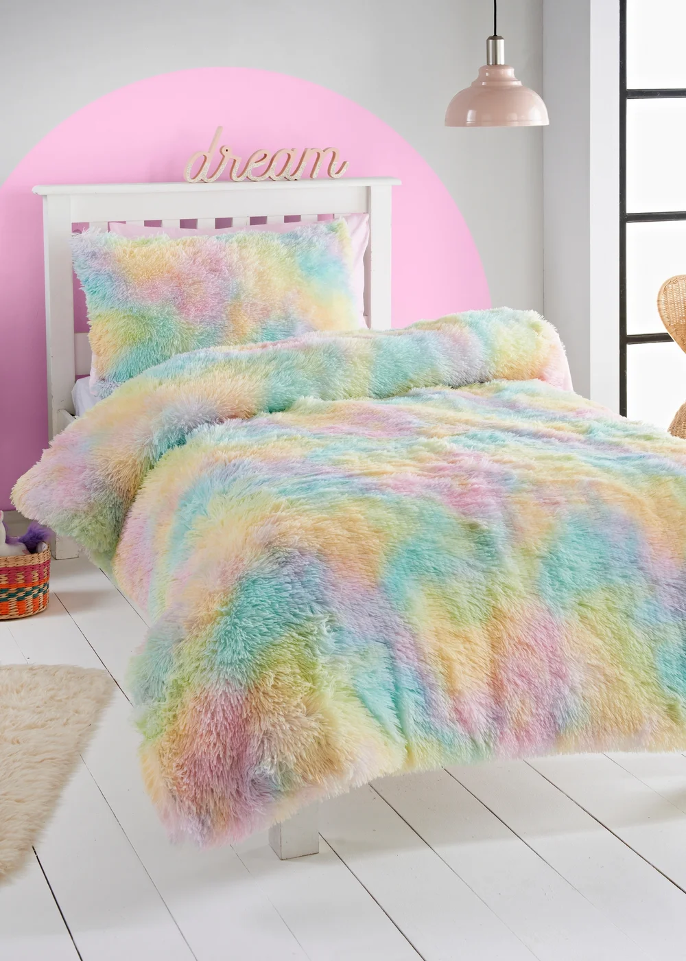 Multicolour Faux Fur Duvet Set - Single Image 1