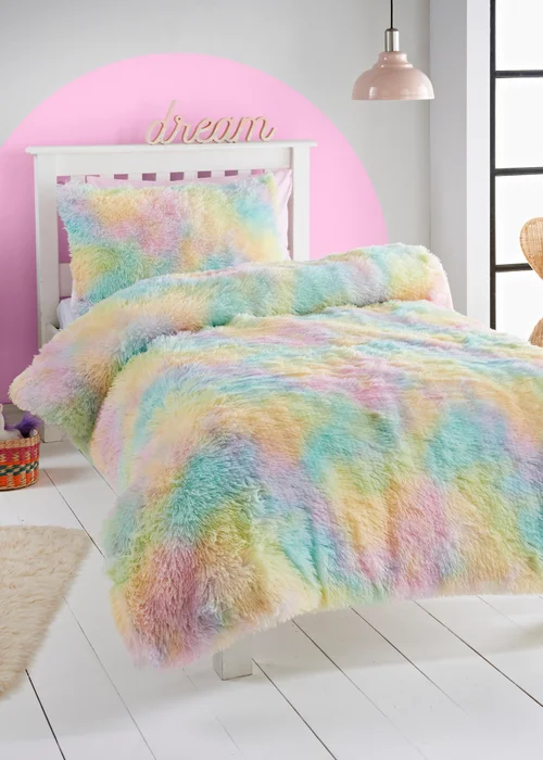 Multicolour Faux Fur Duvet Set - Single Image 1