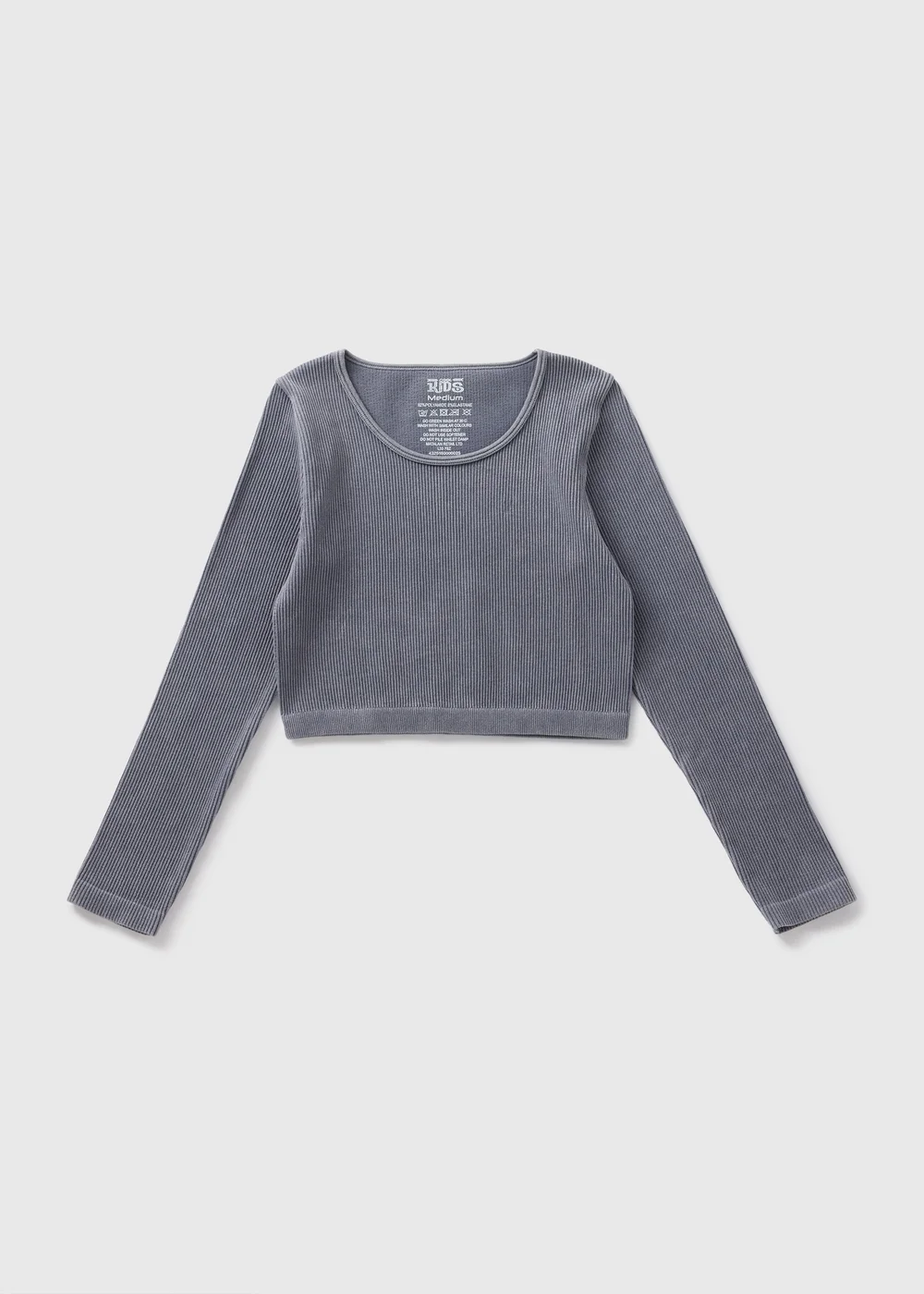 Girls Grey Seamless Long Sleeve Top (7-15yrs) - Small Image 1