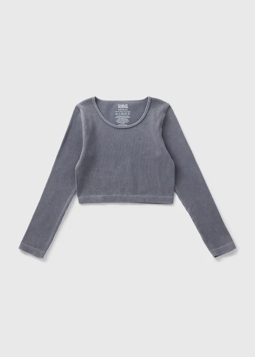 Girls Grey Seamless Long Sleeve Top (7-15yrs) - Small Image 1