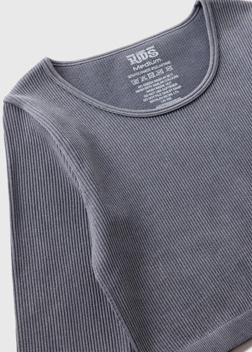 Girls Grey Seamless Long Sleeve Top (7-15yrs) - Small Image 2