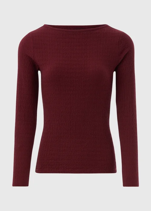 Burgundy Textured Long Sleeve Top - 8 Image 4