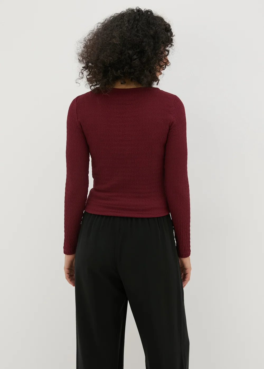 Burgundy Textured Long Sleeve Top - 8 Image 2