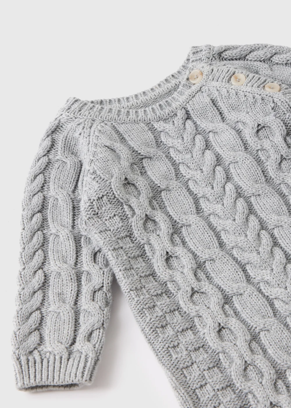 Baby Grey Cable Knit Romper (Newborn-23mths) - 0-3 months Image 2