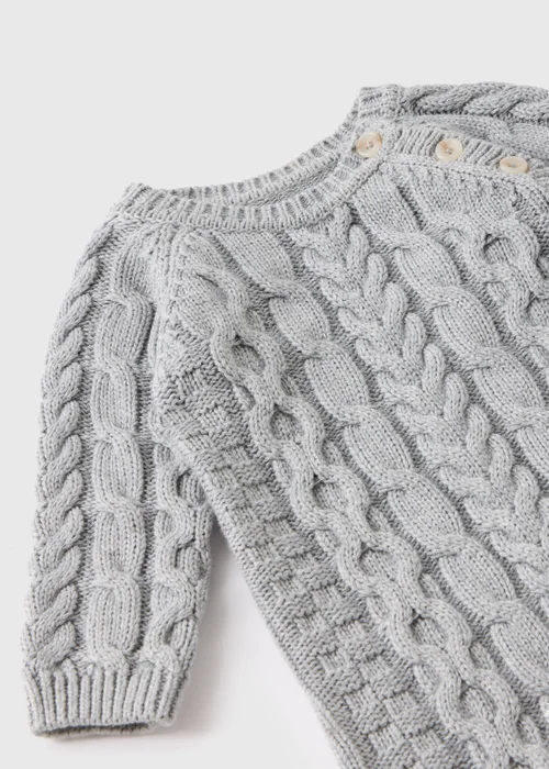 Baby Grey Cable Knit Romper (Newborn-23mths) - 0-3 months Image 2