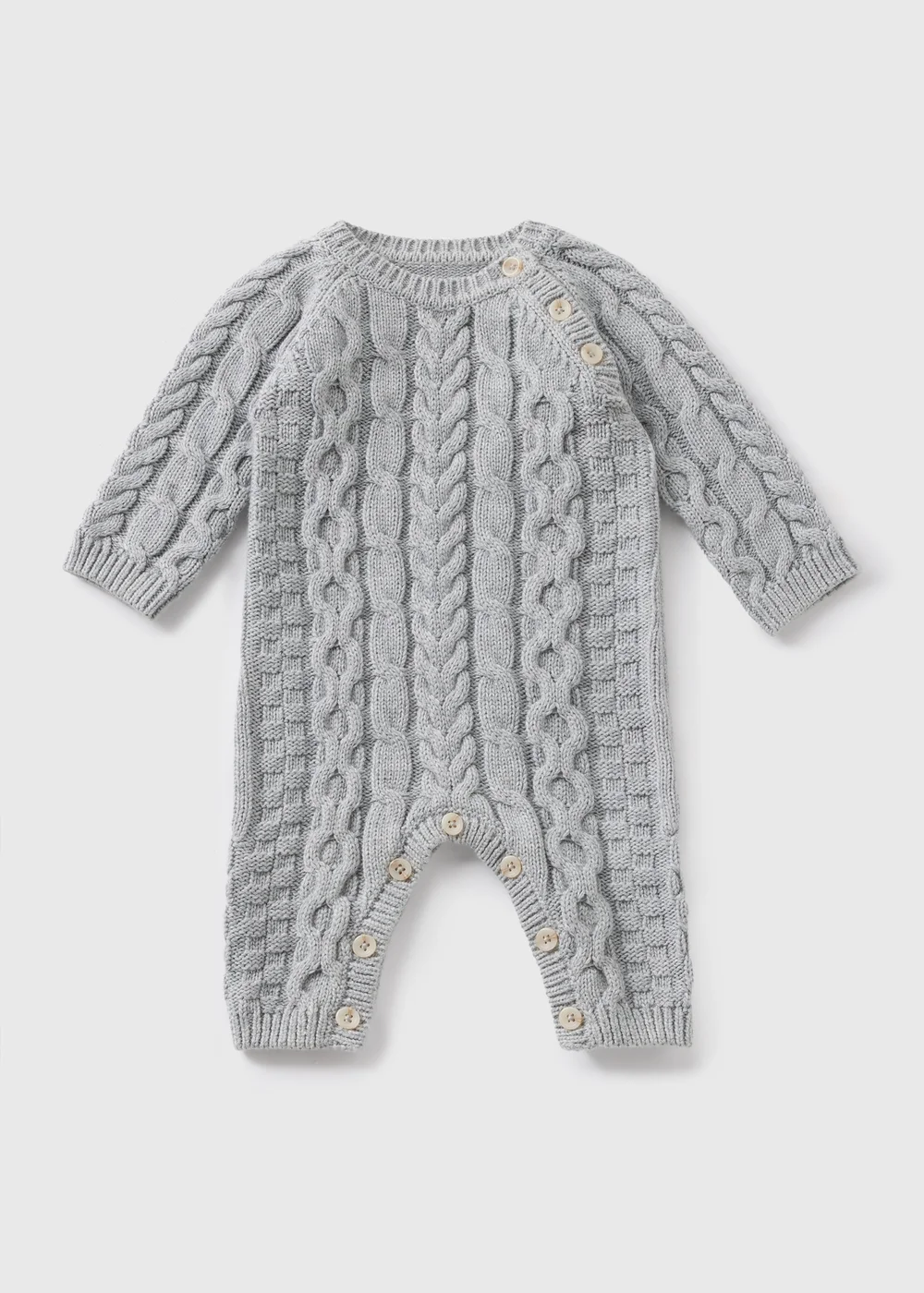 Baby Grey Cable Knit Romper (Newborn-23mths) - 0-3 months Image 1