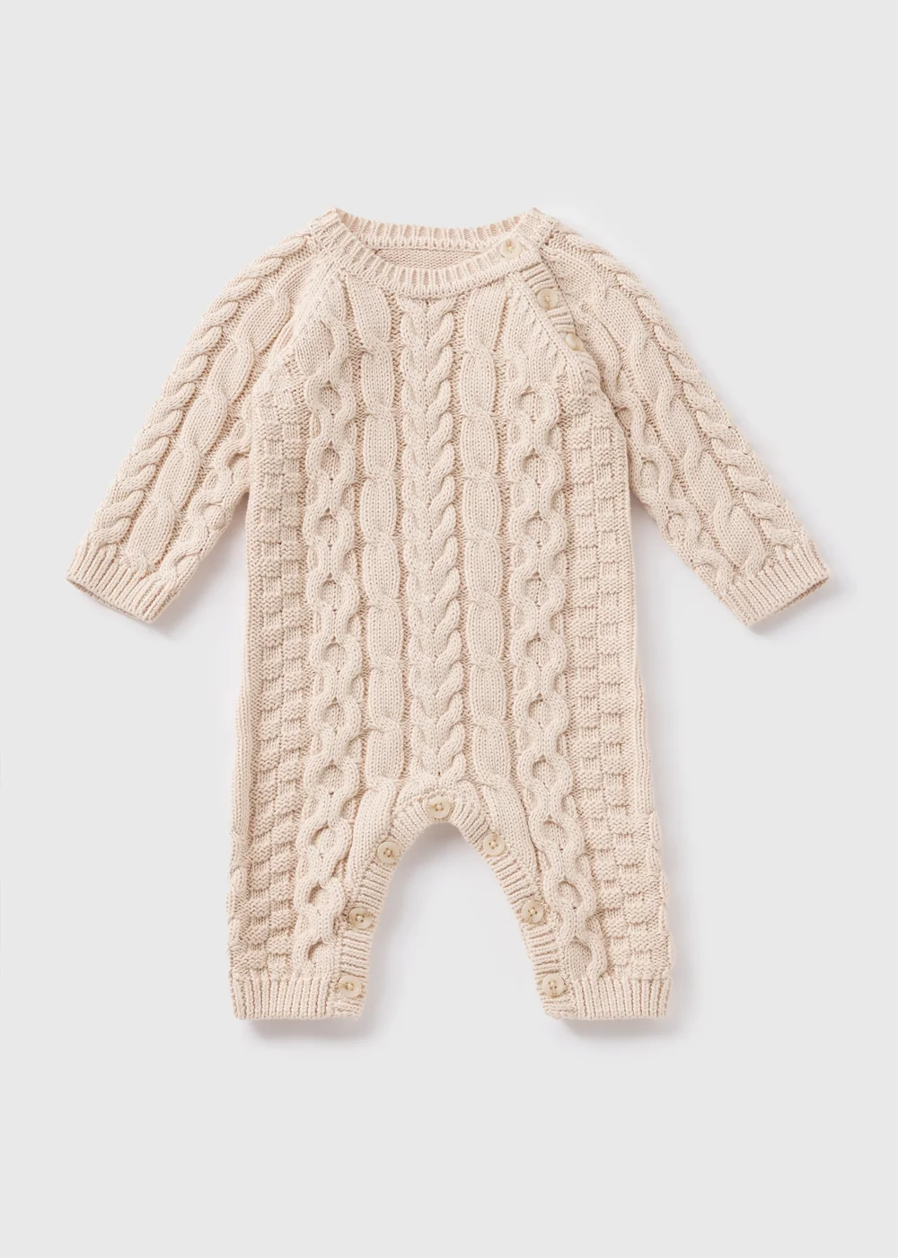 Baby Cream Cable Knit Romper (Newborn-23mths) - 0-3 months Image 1