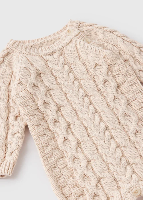 Baby Cream Cable Knit Romper (Newborn-23mths) - 0-3 months Image 2