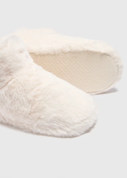 Cream Faux Fur Slipper Boots - Small Image 2