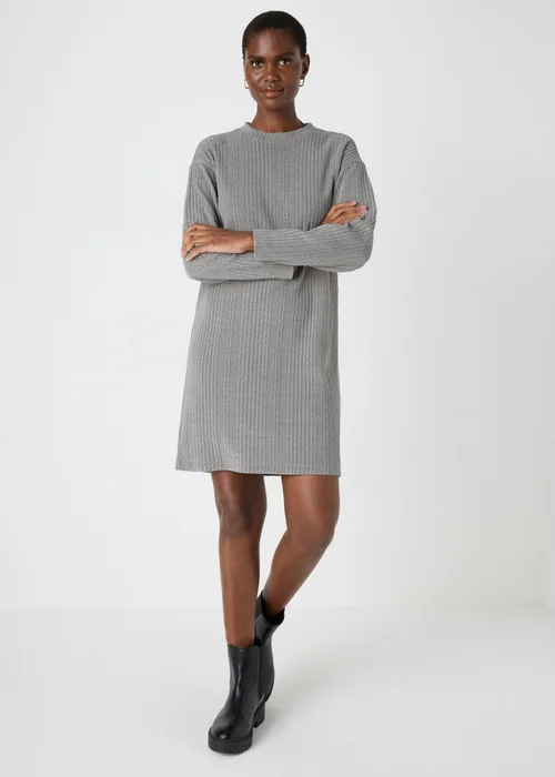 Grey Cable Knit Mini Dress - 8 Image 1