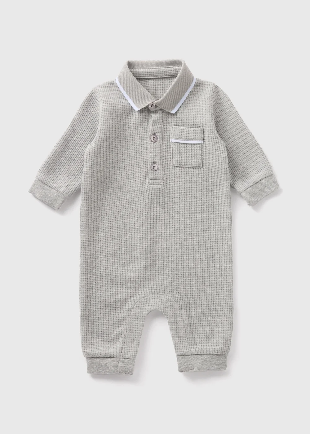 Baby Grey Polo Romper (Newborn-23mths) - 0-3 months Image 1