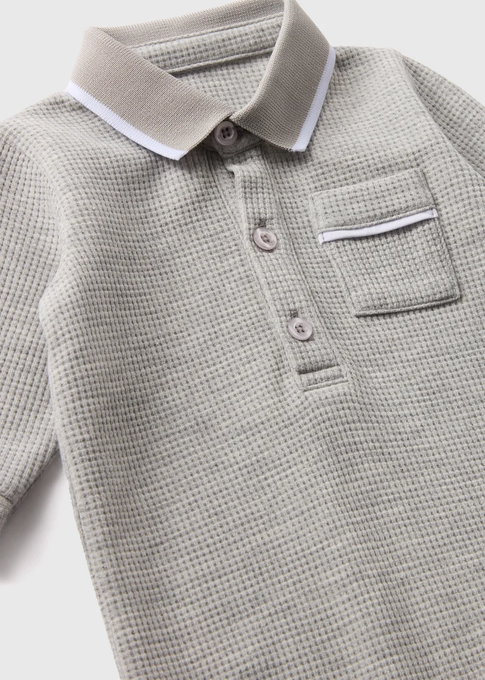 Baby Grey Polo Romper (Newborn-23mths) - 0-3 months Image 2