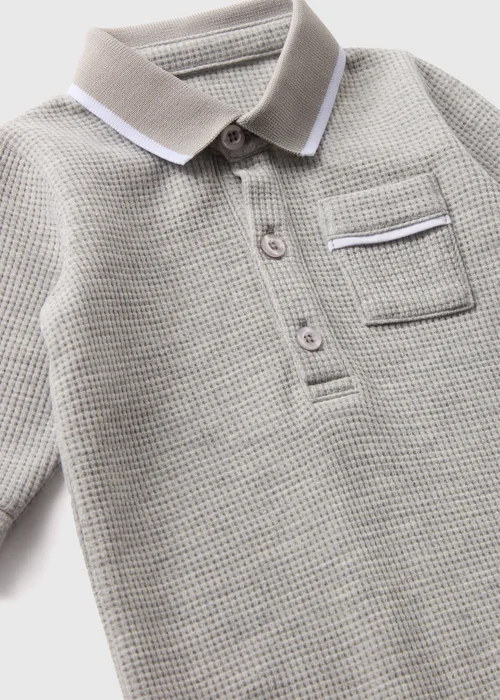 Baby Grey Polo Romper (Newborn-23mths) - 0-3 months Image 2