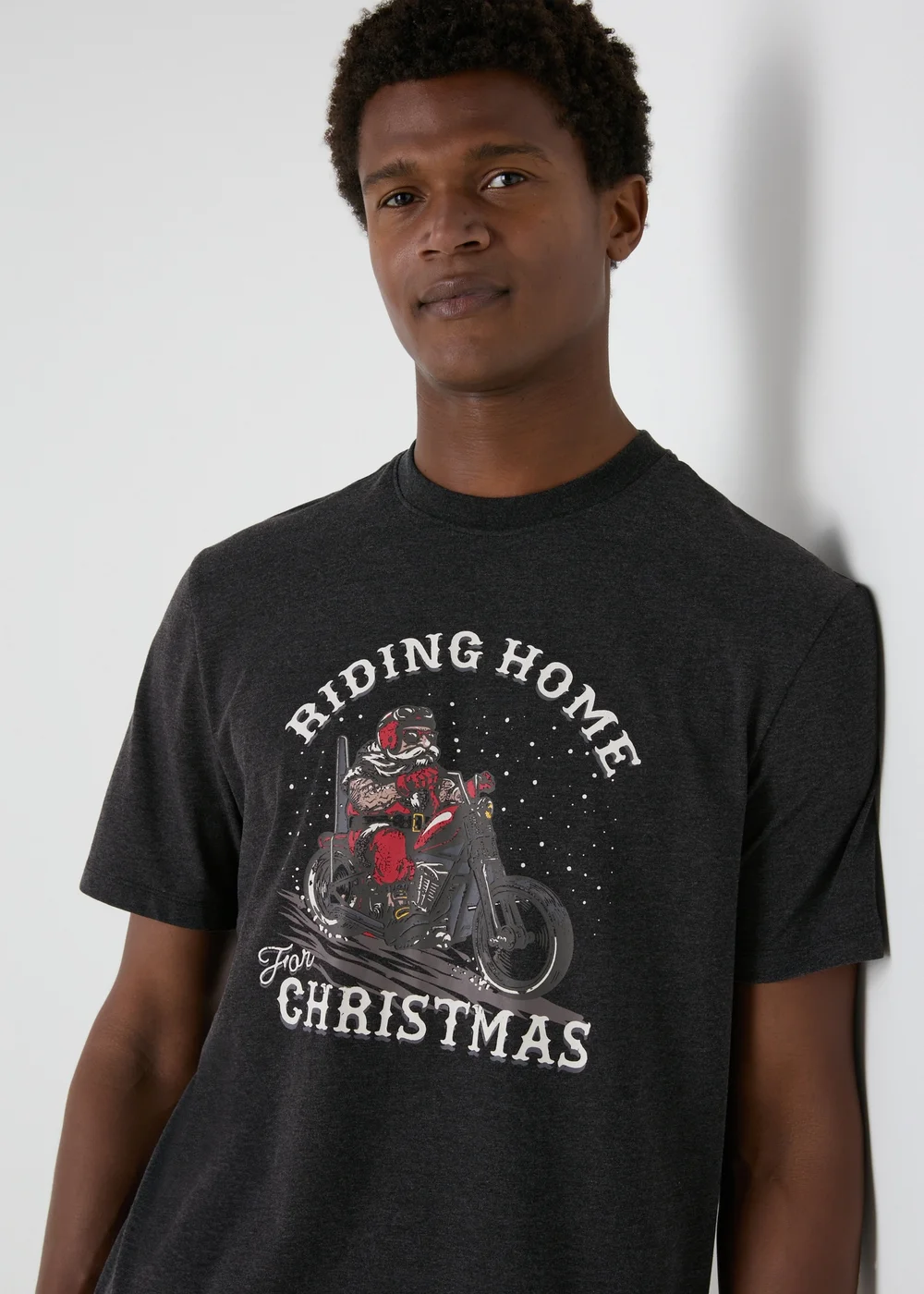 Charcoal Riding Home For Christmas T-Shirt - XS Image 1